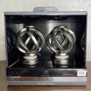NEW Cambria Elite Brushed Nickle Birdcage Curtain Rod Finial Set Of 2 266108